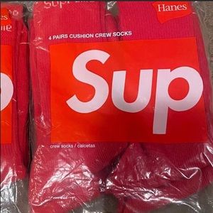 Supreme red crew socks. ONE PAIR